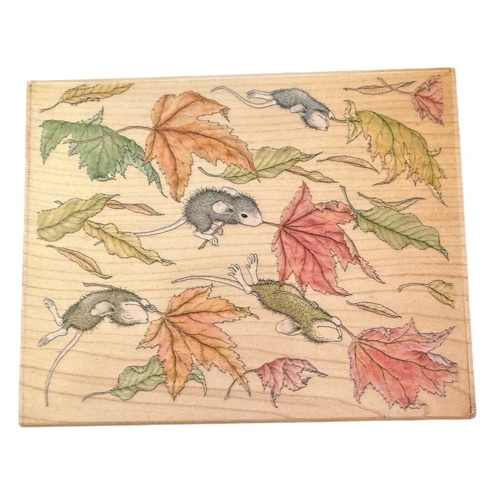 Stampabilities House Mouse Fall Commuters HMTR1004 Large Rubber Stamp EUC